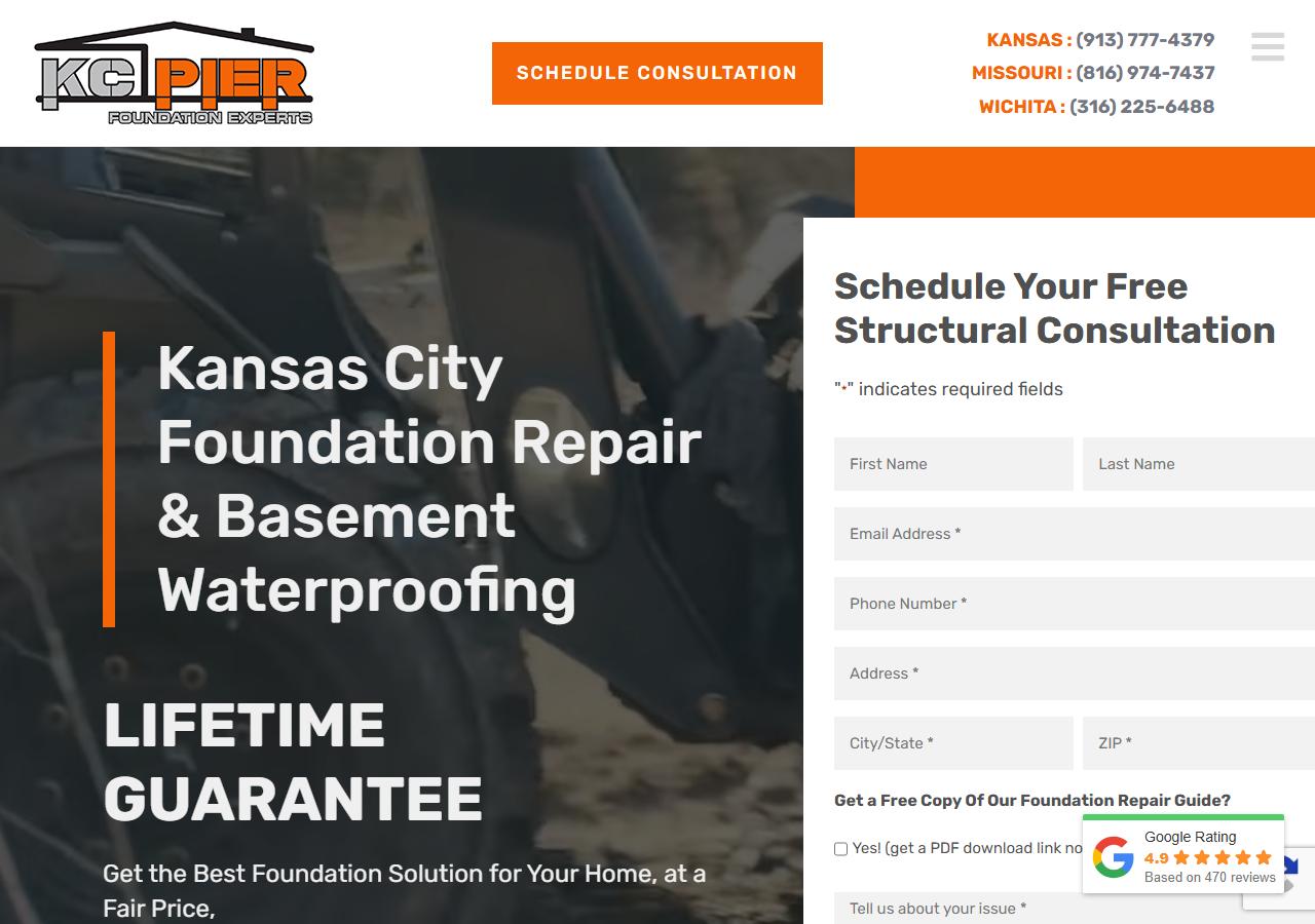 KC Pier Foundation Experts website homepage